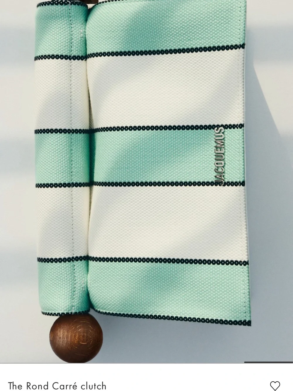 Jacquemus Mint & White Striped Canvas Pouch